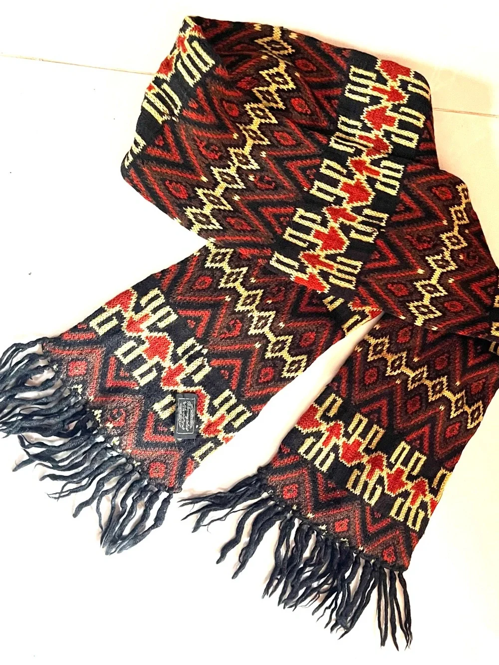 Bloomingdale's Vintage Men's Wool Fringed Scarf